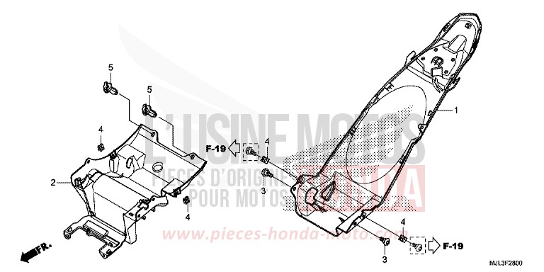 GARDE-BOUE ARRIERE de NC750X "Méca" SWORD SILVER METALLIC (NHA95) de 2014